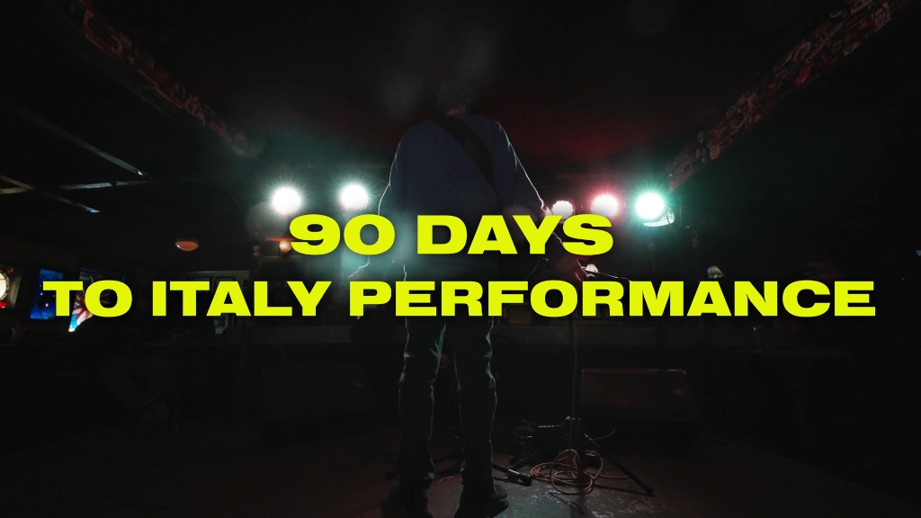 Joe performing on stage, 90 days before Italy
